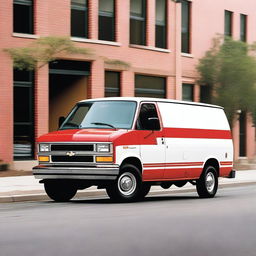 This is a high-resolution image of a 1994 Chevrolet G20, painted in a vibrant red and white color scheme