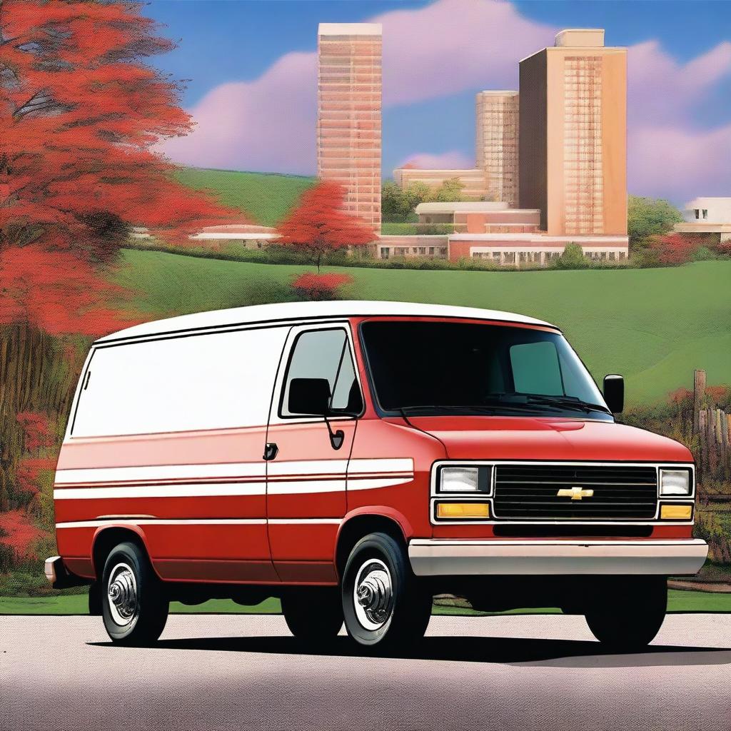 This is a high-resolution image of a 1994 Chevrolet G20, painted in a vibrant red and white color scheme