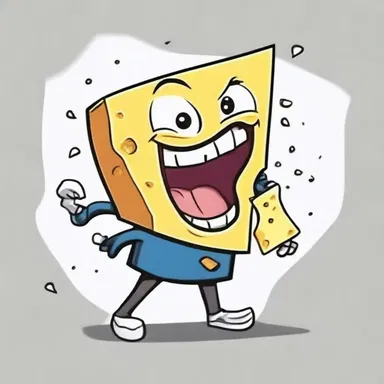 In the cartoon, the character nipped off a piece of cheese with his sharp teeth.
