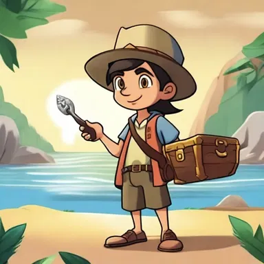 The protagonist in the story chirpily embarks on a quest to find the lost treasure.