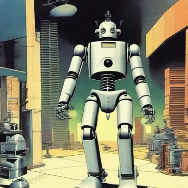 In the futuristic world of the novel, the robots moved around with a constant clickety-click.