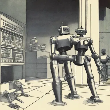 In the futuristic world of the novel, the robots moved around with a constant clickety-click.
