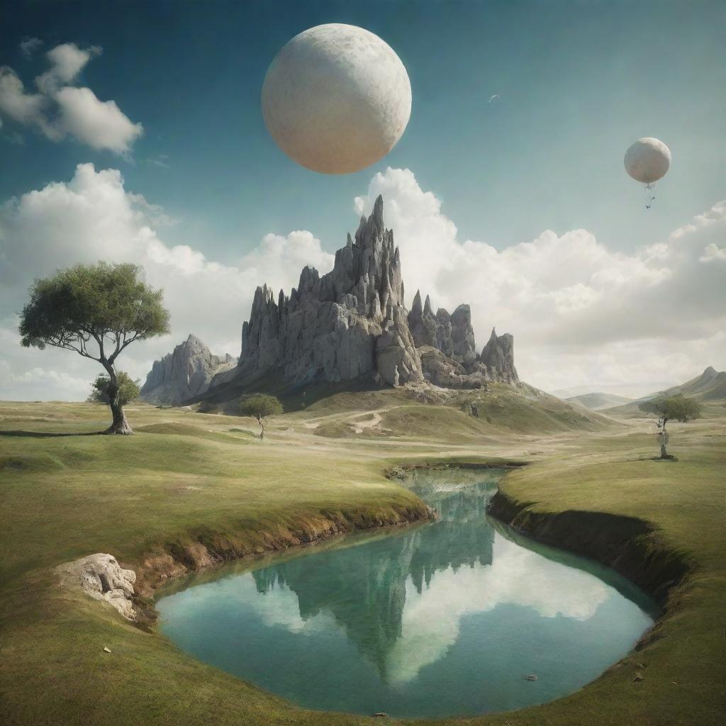 imaginary dreamlike landscape with surreal elements