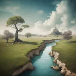 imaginary dreamlike landscape with surreal elements