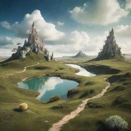 imaginary dreamlike landscape with surreal elements