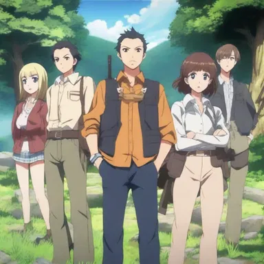 In one anime series, the main characters are depicted as members of a fictional hunting and gathering society, showcasing their daily struggles and adventures.