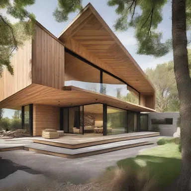 The design of a modern house was inspired by the traditional dwellings of hunting and gathering tribes, incorporating natural materials and open spaces.