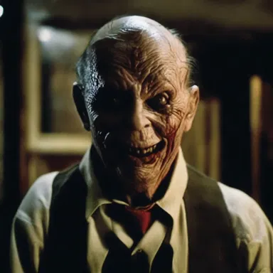 In the horror movie, the deceit of the villain led to the terrifying demise of the main character.