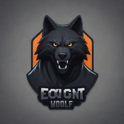 Create an e-sports logo featuring a black wolf, with the text 'EXCELENT999'. The illustration style should be modern and dynamic. Please ensure that the wolf looks aggressive and fierce, embodying the competitive spirit of gaming.