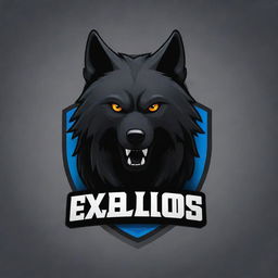 Create an e-sports logo featuring a black wolf, with the text 'EXCELENT999'. The illustration style should be modern and dynamic. Please ensure that the wolf looks aggressive and fierce, embodying the competitive spirit of gaming.