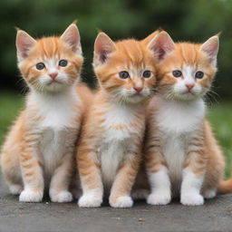 Five adorable kittens with vibrant orange fur.