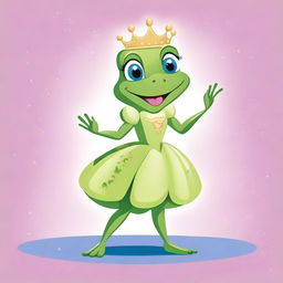 A whimsical, high-quality digital art image of a princess with the legs of a frog