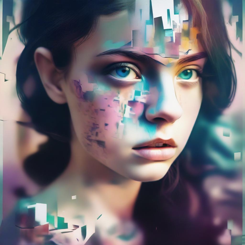 A powerful, high-quality digital art image capturing a girl in a state of distress, her eyes wide and unfocused