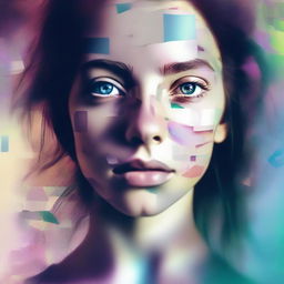 A powerful, high-quality digital art image capturing a girl in a state of distress, her eyes wide and unfocused