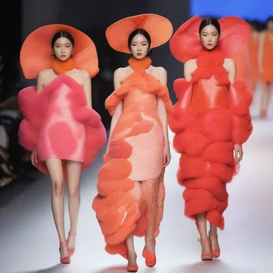 The famous designer stunned the audience with a unique runway collection inspired by the vibrant colors and textures of shrimp sauce.