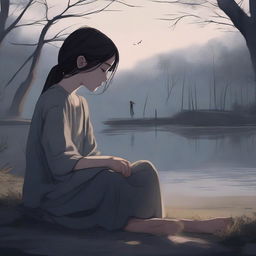 A high-quality digital art representation of a somber scene