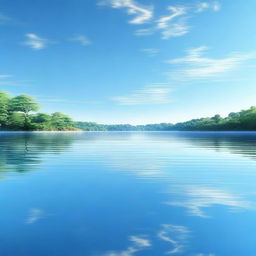 An image of a serene water body under a clear sky