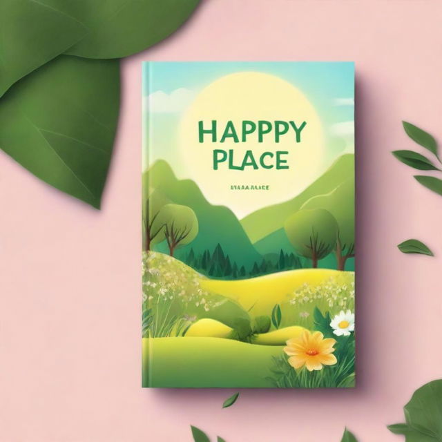 A high-quality digital art image portraying the cover of a book titled 'Happy Place'