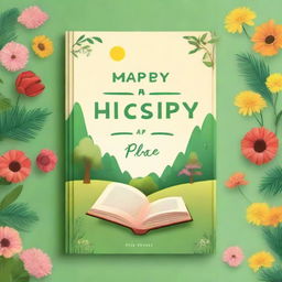 A high-quality digital art image portraying the cover of a book titled 'Happy Place'