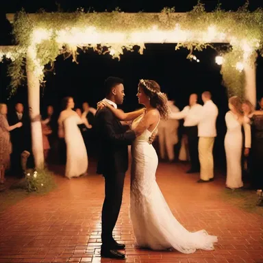 The couple enjoyed a romantic bacchanal under the moonlight, dancing and laughing in each other's arms.