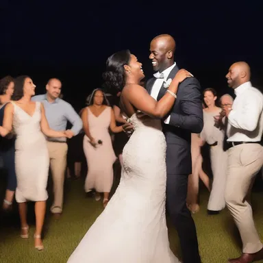 The couple enjoyed a romantic bacchanal under the moonlight, dancing and laughing in each other's arms.