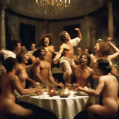 The movie portrayed a wild bacchanal scene, with people dancing on tables, drinks flowing, and laughter filling the air.
