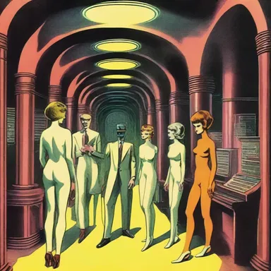 In the futuristic world of the science fiction novel, there was a secret underground society known for their bacchanalian parties.