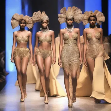 The fashion show showcased extravagant and opulent designs, giving off a bacchanalian vibe with its lively music and energetic models.