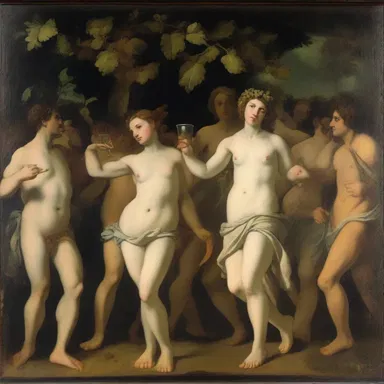 The painting depicted a bacchanal scene with revelers dancing and drinking heavily.