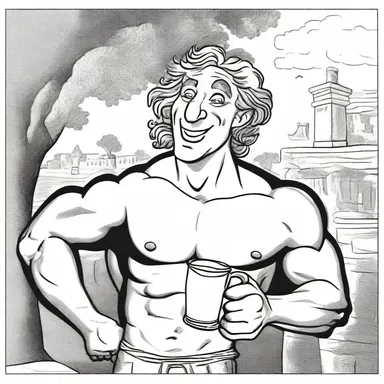 In the cartoon, the bacchanal was portrayed as a jovial character with a large mug of beer.