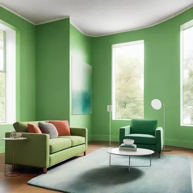 The designer incorporated paraquat-inspired hues into the color scheme of the modern interior space.