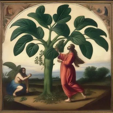 In the painting depicting the biblical story, the poisonous paraquat plant represented temptation and sin.