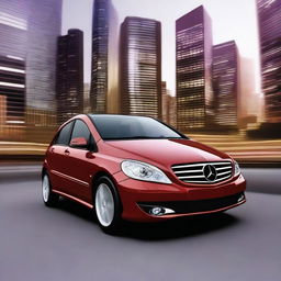 This is a high-quality digital render of a 2007 Mercedes Benz B-Class, painted in a rich burgundy color