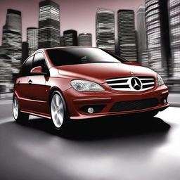 This is a high-quality digital render of a 2007 Mercedes Benz B-Class, painted in a rich burgundy color