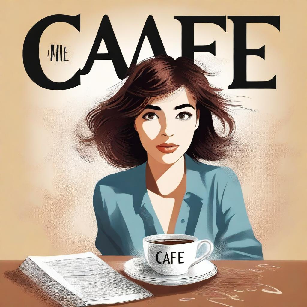 A high-quality digital art image depicting a book cover for a novel titled 'Café'