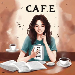 A high-quality digital art image depicting a book cover for a novel titled 'Café'