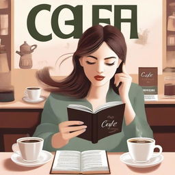 A high-quality digital art image depicting a book cover for a novel titled 'Café'