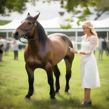 In the magical realm of fantasy, the paddock is enchanted, filled with mystical creatures that help groom and prepare the racehorses for their races.