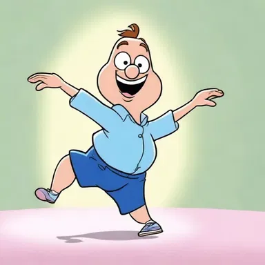 The animated cartoon featured a clumsy character attempting a pas, resulting in humorous and entertaining dance sequences.