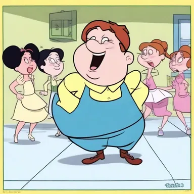 The animated cartoon featured a clumsy character attempting a pas, resulting in humorous and entertaining dance sequences.
