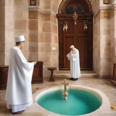 The consecrated water is used for baptism in the church ceremony.