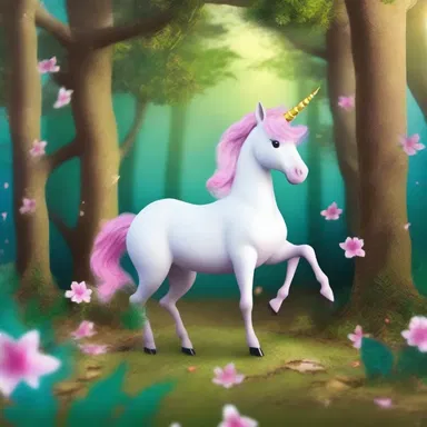 The dandy unicorn pranced through the enchanted forest.