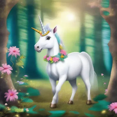 The dandy unicorn pranced through the enchanted forest.