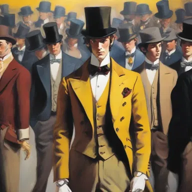 In the painting, the dandy stood out in the crowd with his impeccable attire and stylish demeanor.