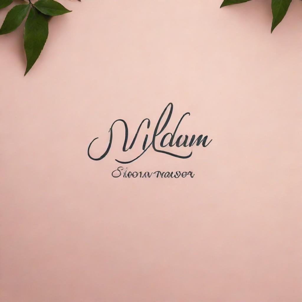 Design a stylish and intricate logo for Nilam Makeover, a beauty parlour. Use smooth, creeping vines entwined with a pair of scissors and a makeup brush, all under the business name in a sleek, cursive font.