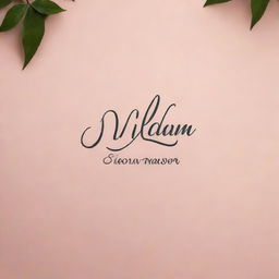 Design a stylish and intricate logo for Nilam Makeover, a beauty parlour. Use smooth, creeping vines entwined with a pair of scissors and a makeup brush, all under the business name in a sleek, cursive font.