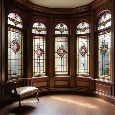The interior of the Victorian-era mansion featured bonny stained glass windows, adding a touch of charm to the space.