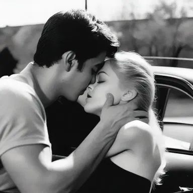 In the movie, the lovers shared a passionate kiss before the drive-by shooting interrupted their moment.