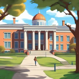 A high-quality 5D cartoon image, depicting a scene of a rather unpleasant university environment