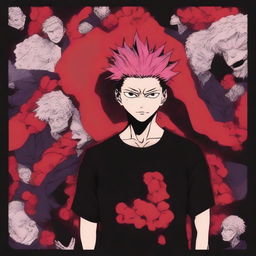 An image of a high-quality, fashionable anime t-shirt featuring Saturo Gojo from Jujutsu Kaisen